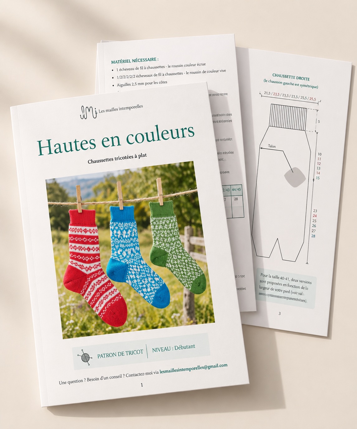 Hautes en couleurs — Trois modèles de chaussettes à tricoter à plat